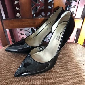 Black patent heels